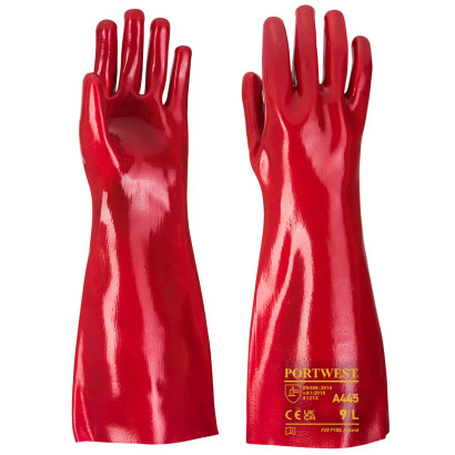PVC hosszú szárú kesztyű 45 cm   Piros XL