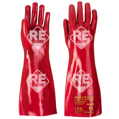 PVC hosszú szárú kesztyű 45 cm   Piros XL