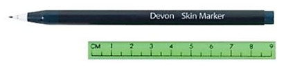 Jelölő toll, 151- Sebészeti marker vékony hegyű, vonalzós kupakkal, steril Marker hegyének vastagsága: 0,5mm
