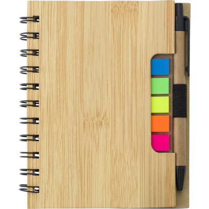 Spirálfüzet tollal, jelölőkkel  barna