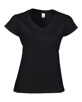 Póló Gildan 64V00 női, V-nyakú, pamut, fekete, 2XL