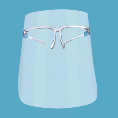 Szemüveggel egybeépített arcvédő pajzs víztiszta