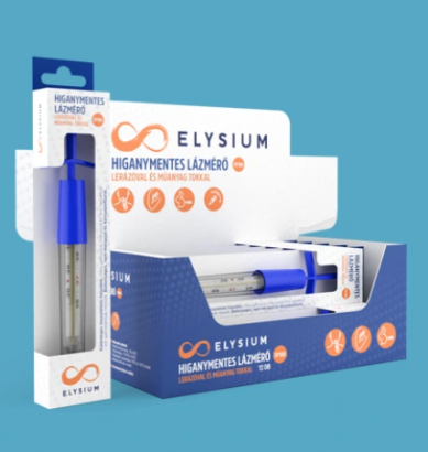 Lázmérő higanymentes, lerázóval és műanyag tokkal Elysium TP100