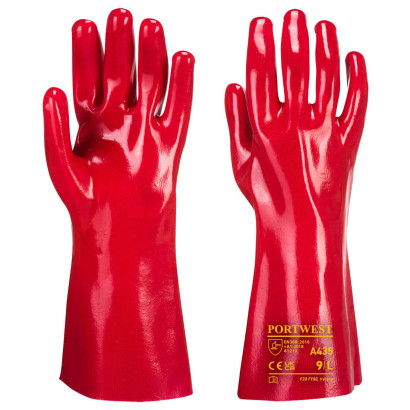 PVC hosszú szárú kesztyű 35 cm   Piros XL