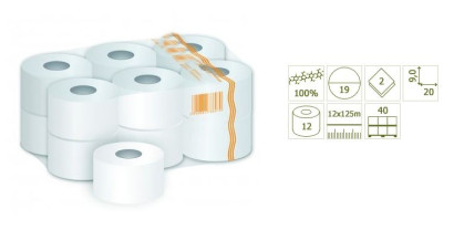 Toalettpapír 19 cm O 2 rtg. 100%