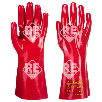 PVC hosszú szárú kesztyű 35 cm   Piros XL