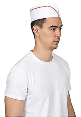 Papírsapka Guarder fehér piros csíkkal (100db/doboz)