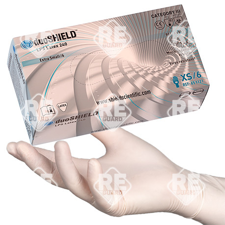duoSHIELD LPS Latex 240 vizsgálókesztyű púderes 100db/doboz XS