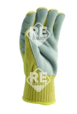 Kevlar kesztyű, 9, négyszálas, marhabőr tenyérerősítéssel