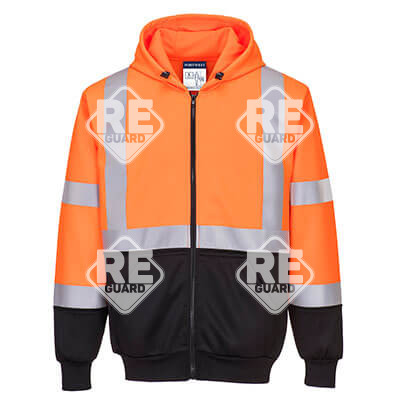 B315 - Hi-Vis kéttónusú kapucnis pulóver Narancs/Fekete 4XL