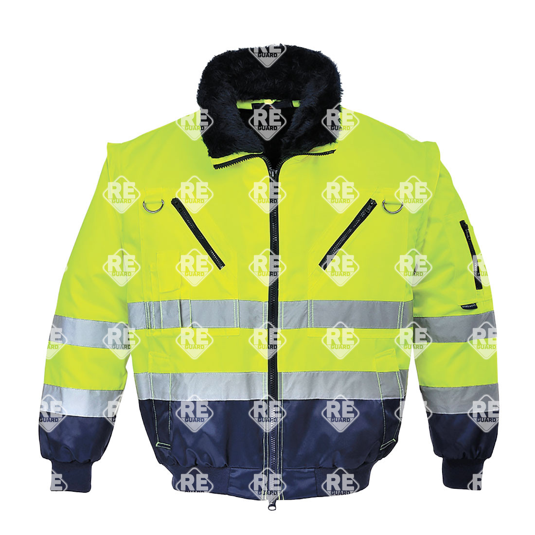 Hi-Vis 3 az 1-ben Pilóta kabát sárga/navy 4XL