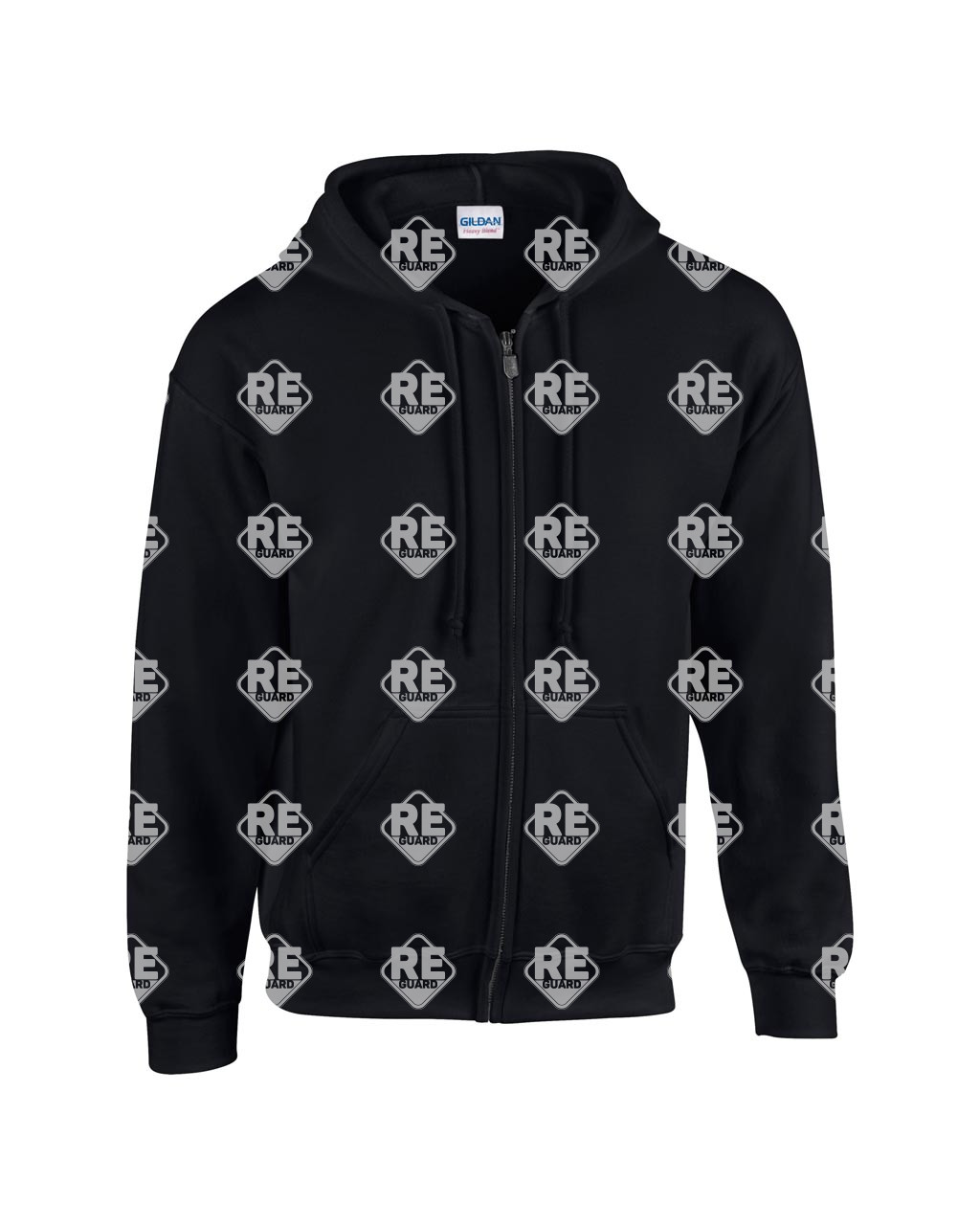 Pulóver Gildan 18600 kapucnis, kevertszálas, cipzáras, ash, 2XL