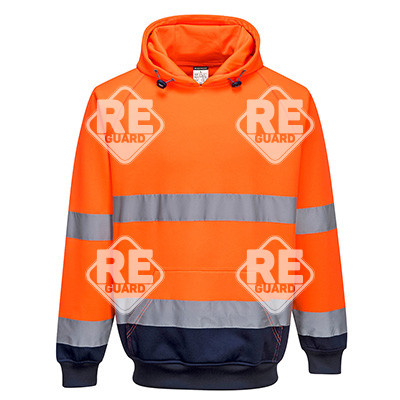Kéttónusú kapucnis pulóver Narancs/Navy L