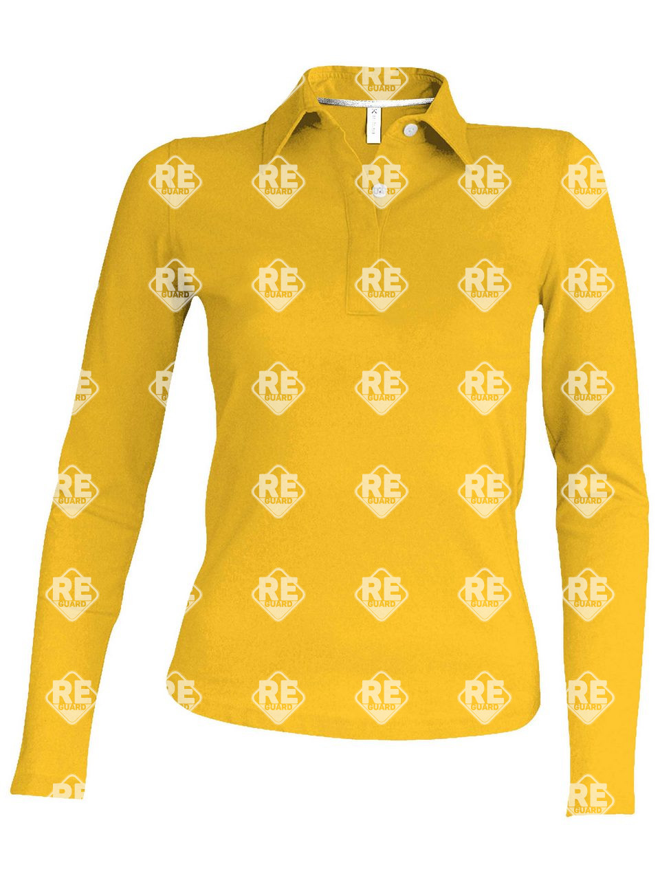 Póló Kariban 244 női, galléros, hosszú ujjú, piqué, pamut, kelly green 2XL