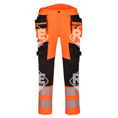 DX4 Hi-Vis nadrág lezippzározható lengőzsebbel Narancs/Fekete 28