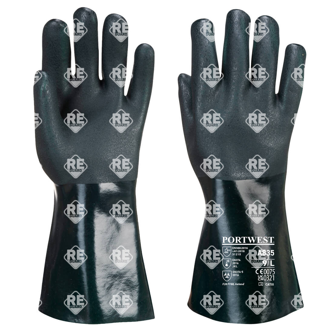 Duplán mártott PVC védőkesztyű 27cm zöld XL