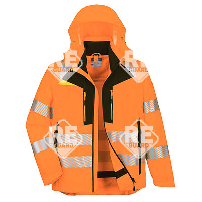 DX4 Hi-Vis 4 az 1-ben kabát Narancs/Fekete 2XL