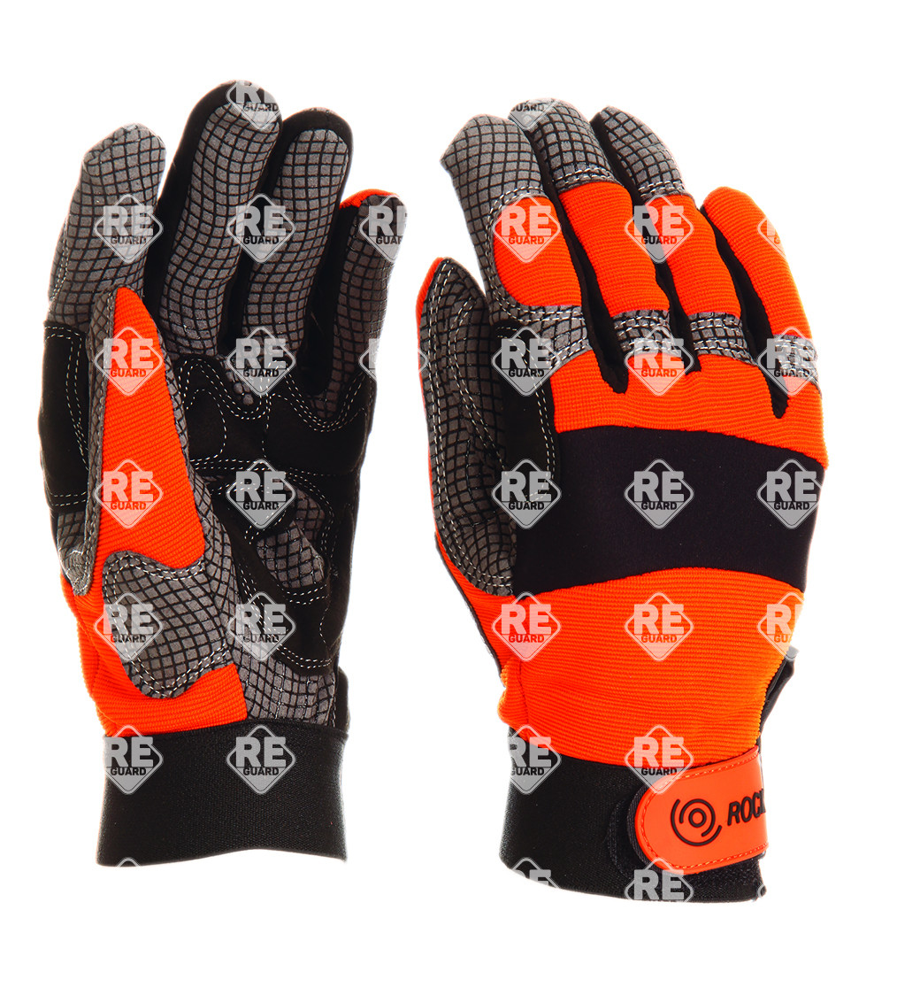 Mechanikai kesztyű, narancssárga, L, tenyérfolttal