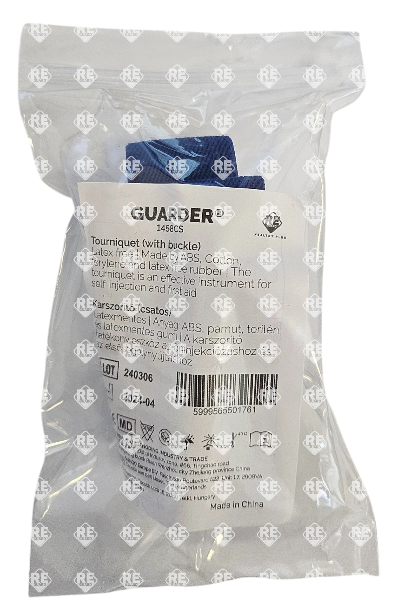 Vérvételi karszorító csatos, kék