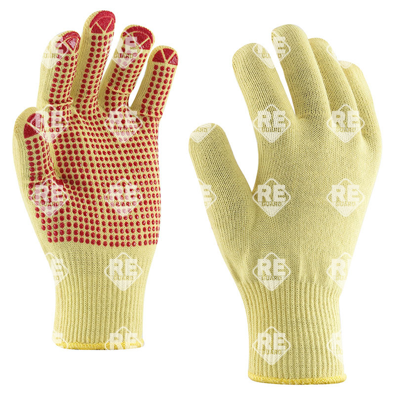 Kevlar kesztyű, 7, pontozott, egyszálas