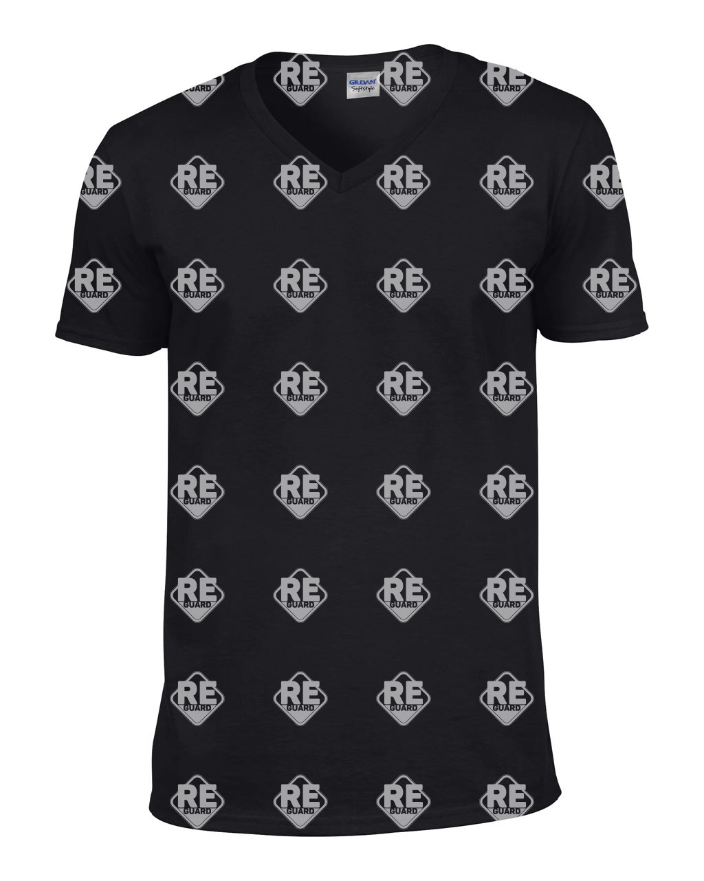 Póló Gildan 64V00 V-nyakú, pamut, fekete, 2XL