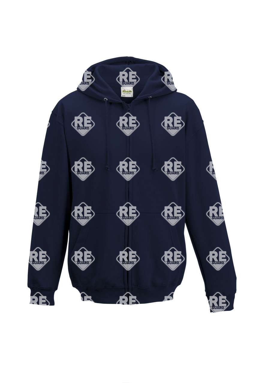 Pulóver AWD Just Hoods 050, környakas, kapucnis, kevertszálas, cipzáras, fehér XXL