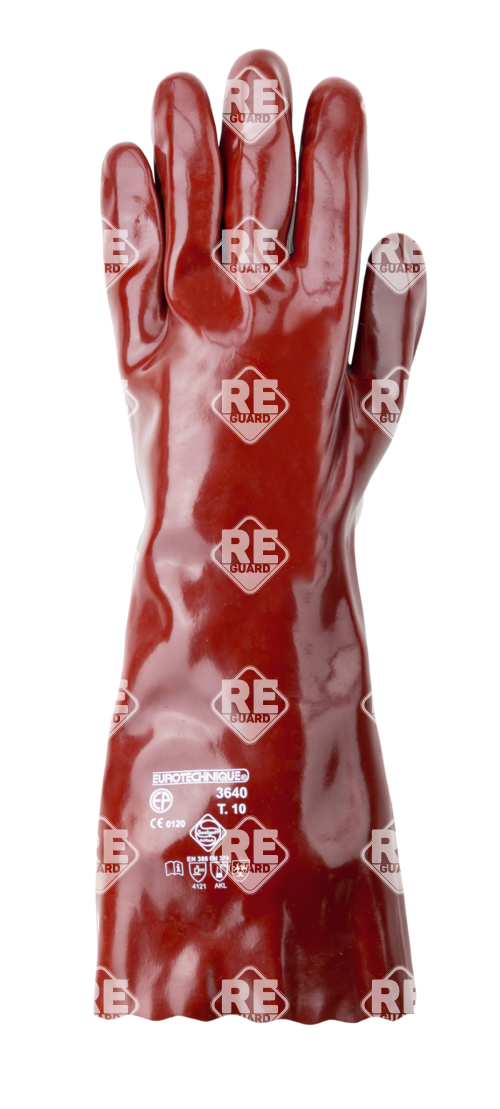 Mártott PVC kesztyű, bordó, sav/lúg/olajálló, 40cm 10