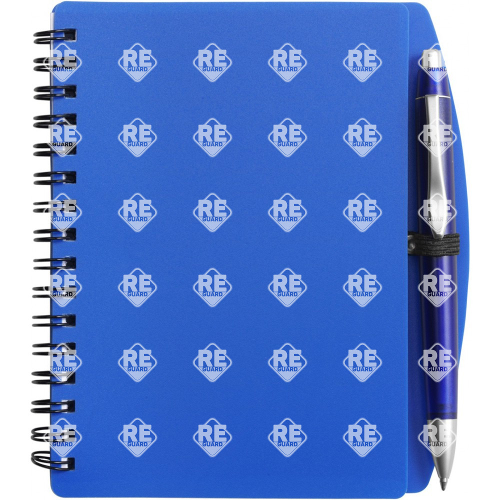 A6-os spirálfüzet műanyag tollal kék