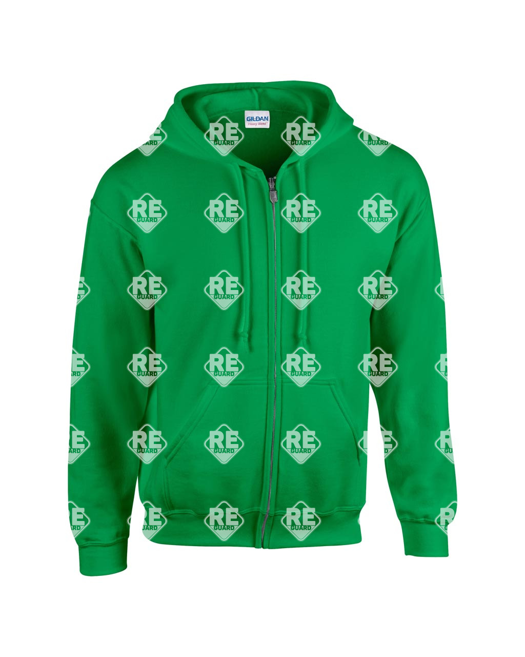 Pulóver Gildan 18600 kapucnis, kevertszálas, cipzáras, ash, 2XL