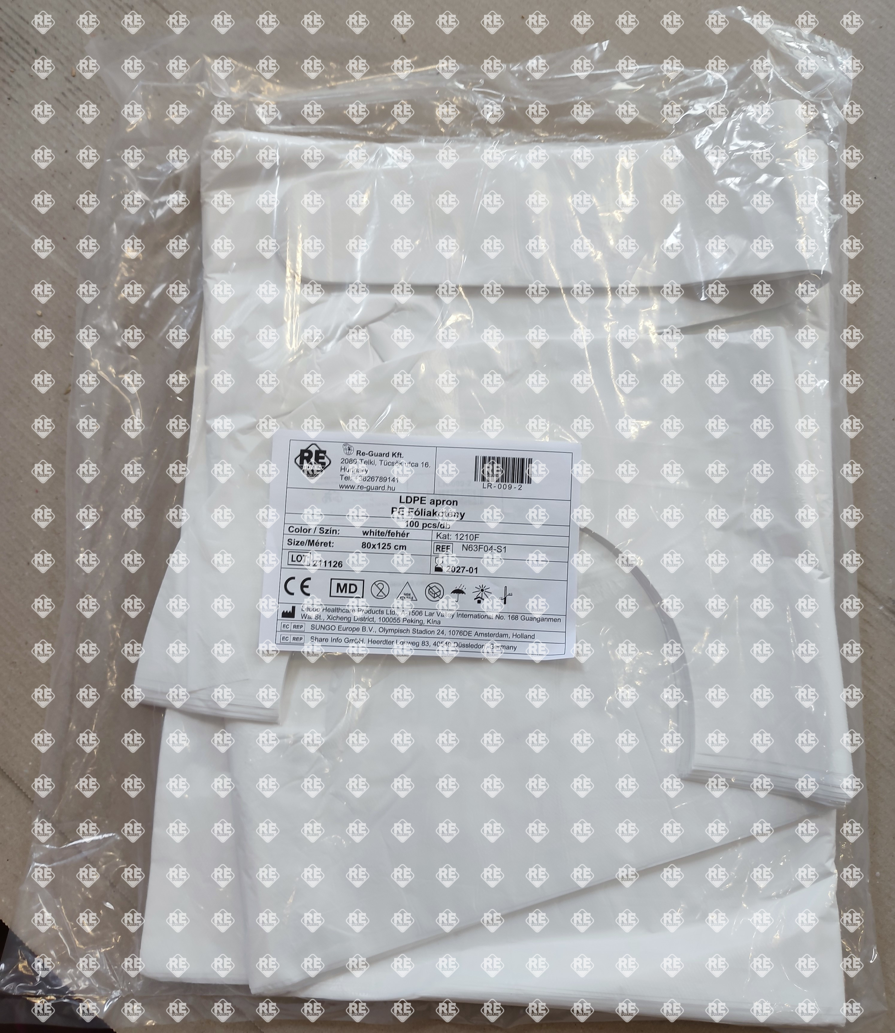 Fóliakötény Guarder 80x125 roll (200db/tekercs) kék