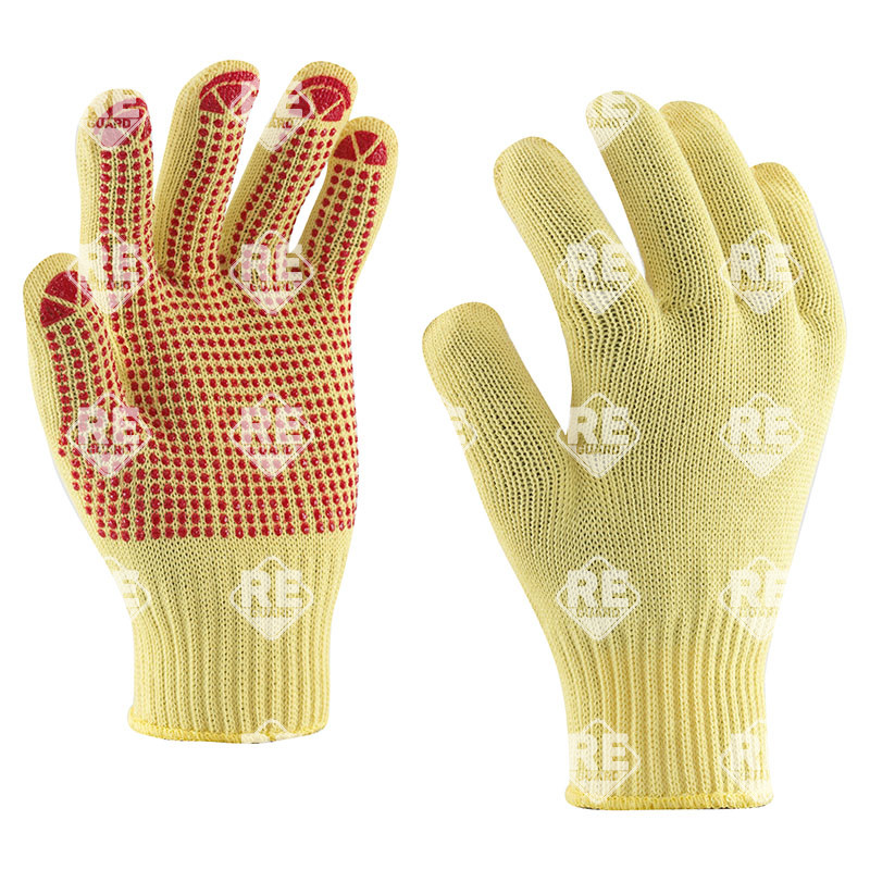 Kevlar kesztyű, 9, négyszálas, pontozott