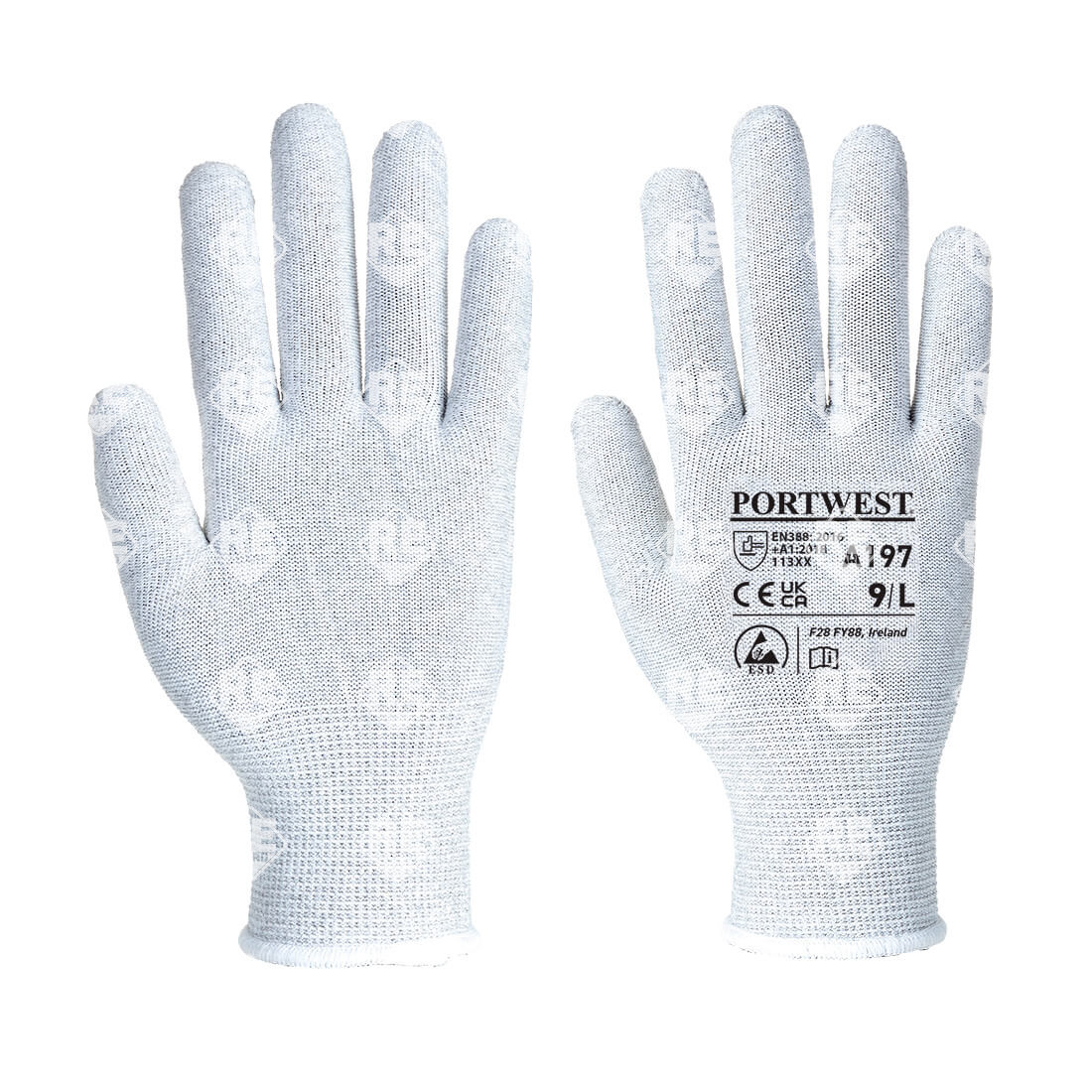 Bevonat nélküli ESD kesztyű szürke L