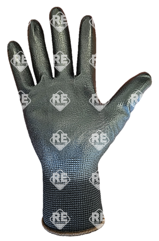 GUARDER Poliészter kesztyű, PU tenyérmártott, fekete méret: 6 (sárga)