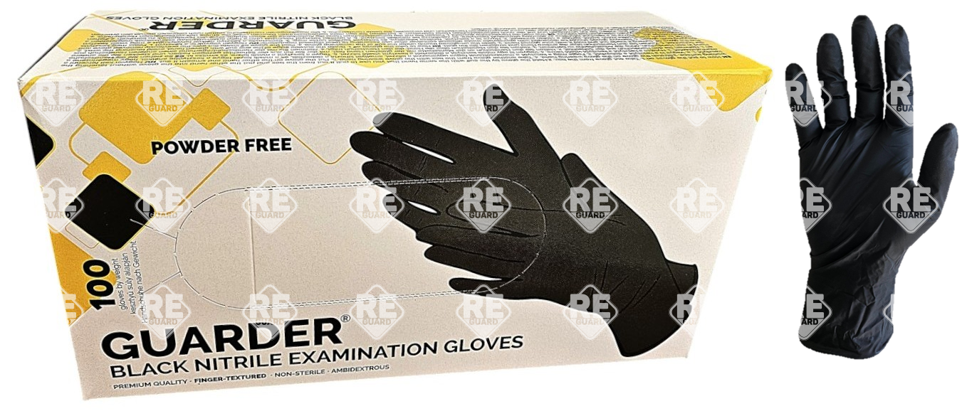 GUARDER Nitril Fekete 5,5g ujjbegy érdesített pm kesztyű S