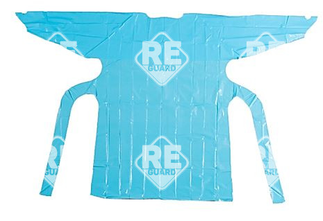 Látogatóköpeny fólia anyagból, kötős, kék, L 118x102cm