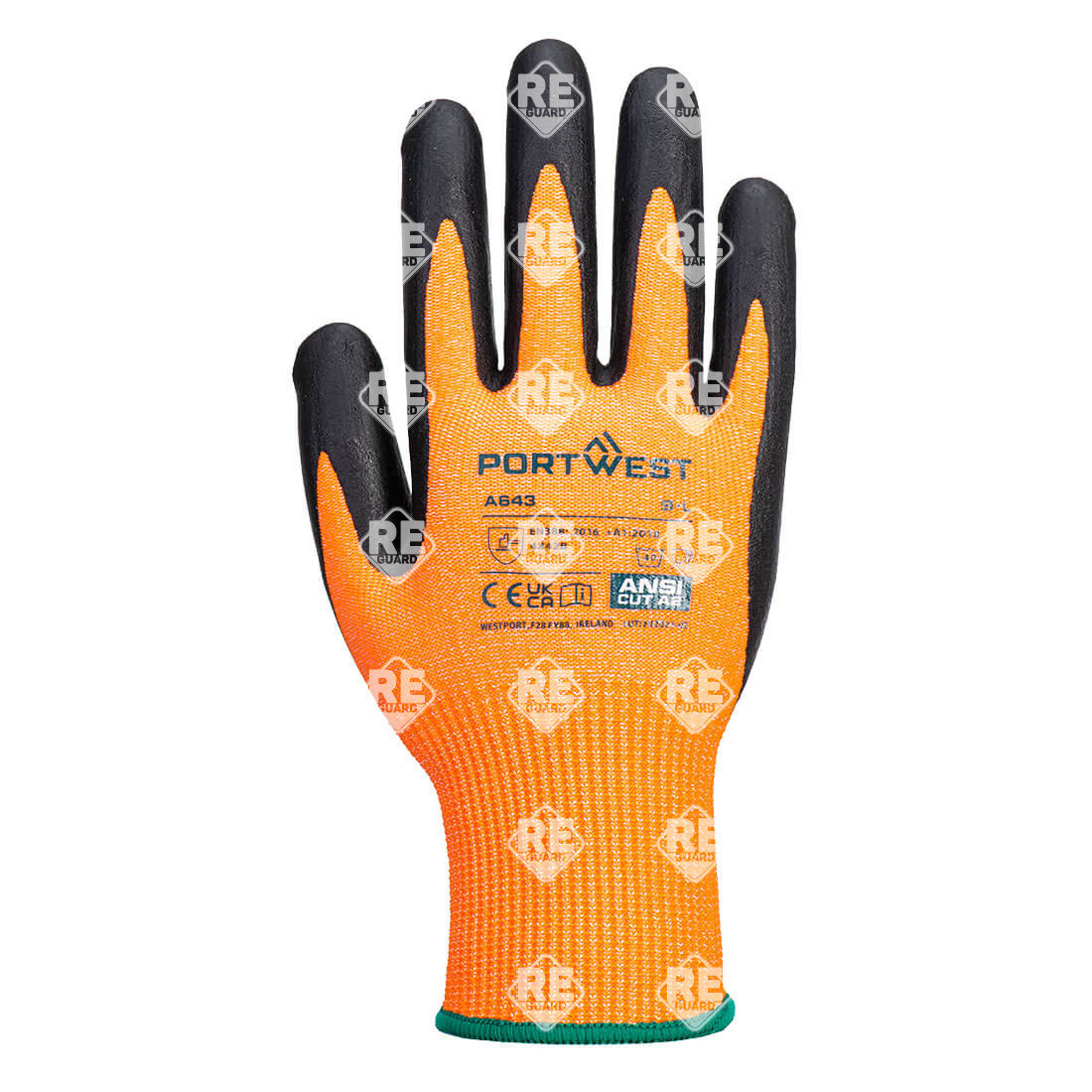 Sárga vágásbiztos nitril hab kesztyű borostyán L