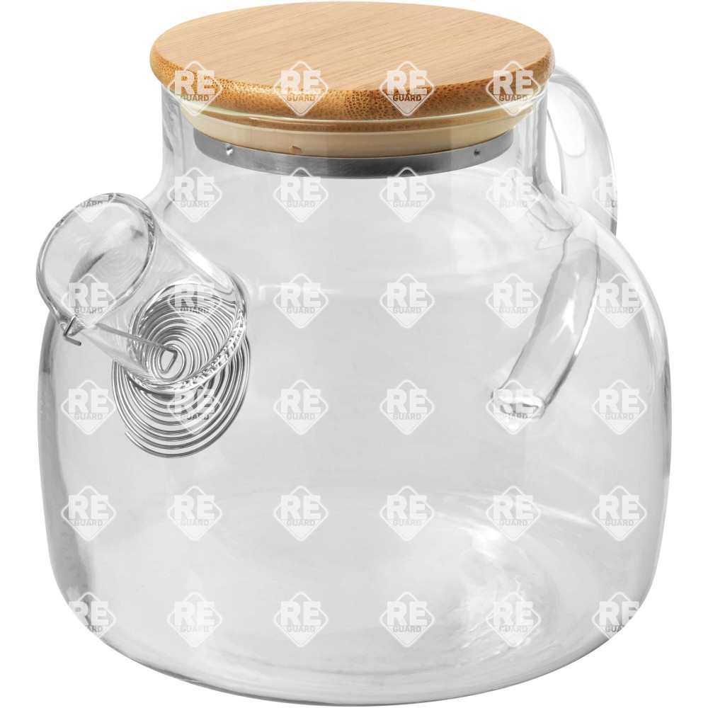 Zen teáskanna szűrővel és bambusz fedéllel, átlátszó