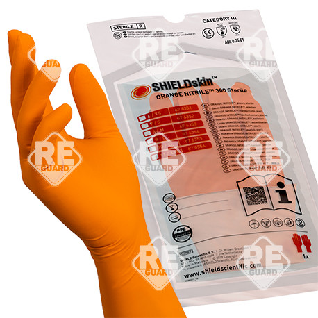 SHIELDskin ORANGE NITRILE 300 STERIL mv. kesztyű pm 20pár/csmg XS