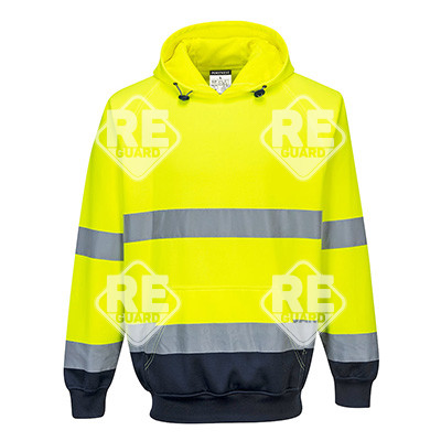 Kéttónusú kapucnis pulóver Narancs/Navy L