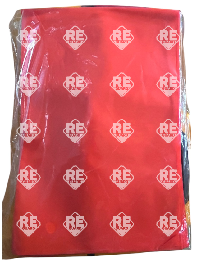 infúziós tasak egyedi akasztós narancssárga - 200x300x0,07 - hegesztési szünettel és lyukkal