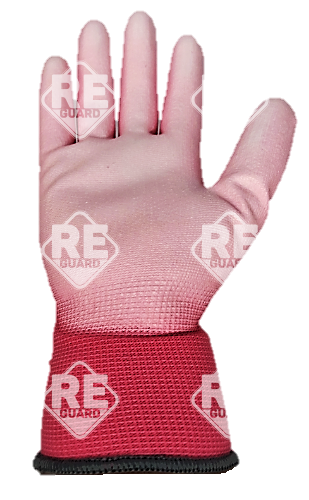 GUARDER Poliészter kesztyű, PU tenyérmártott, pink méret: 7