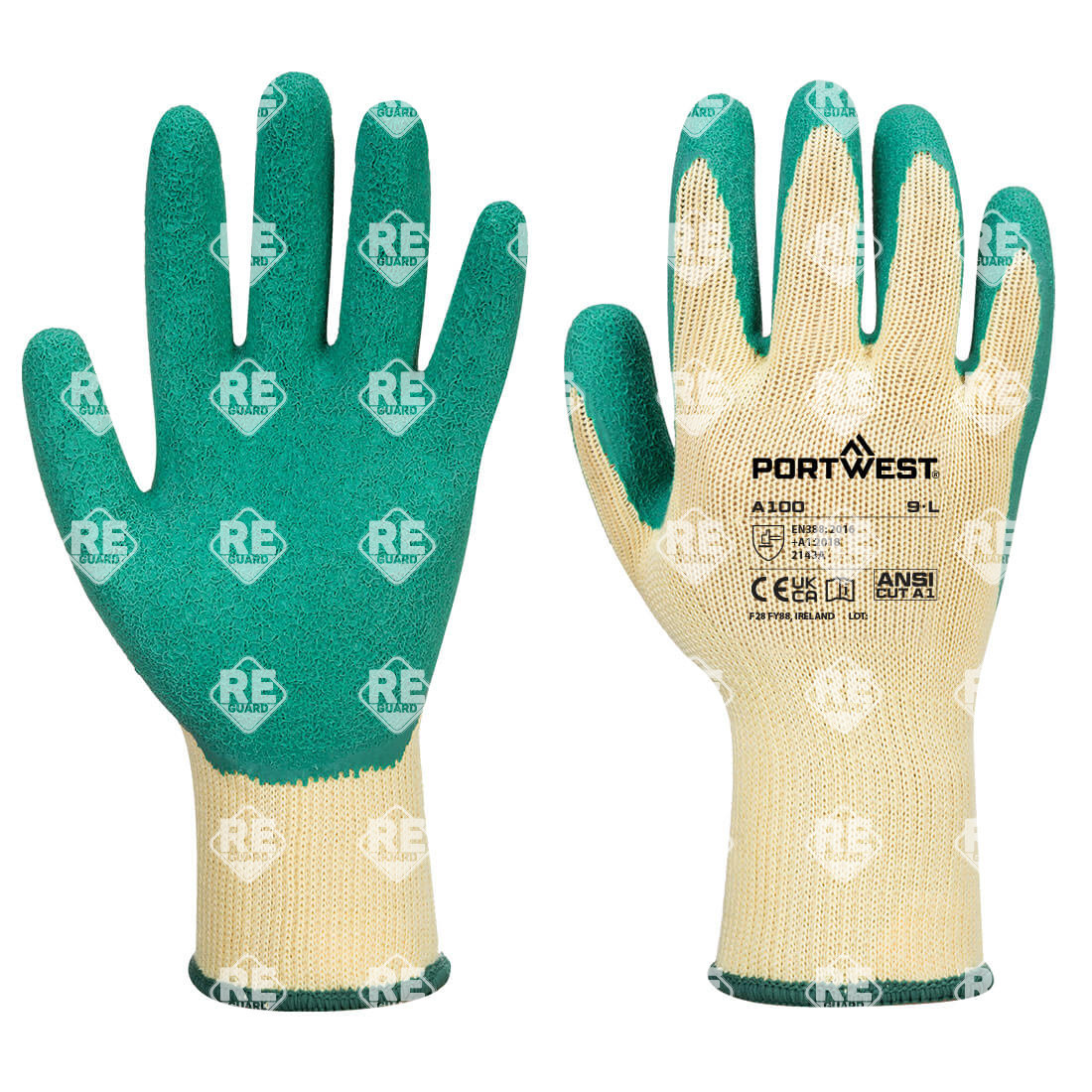 Latex mártott kesztyű zöld L