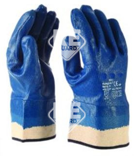 Nitril kesztyű vitorlavászon mandzsettával, kék, 9