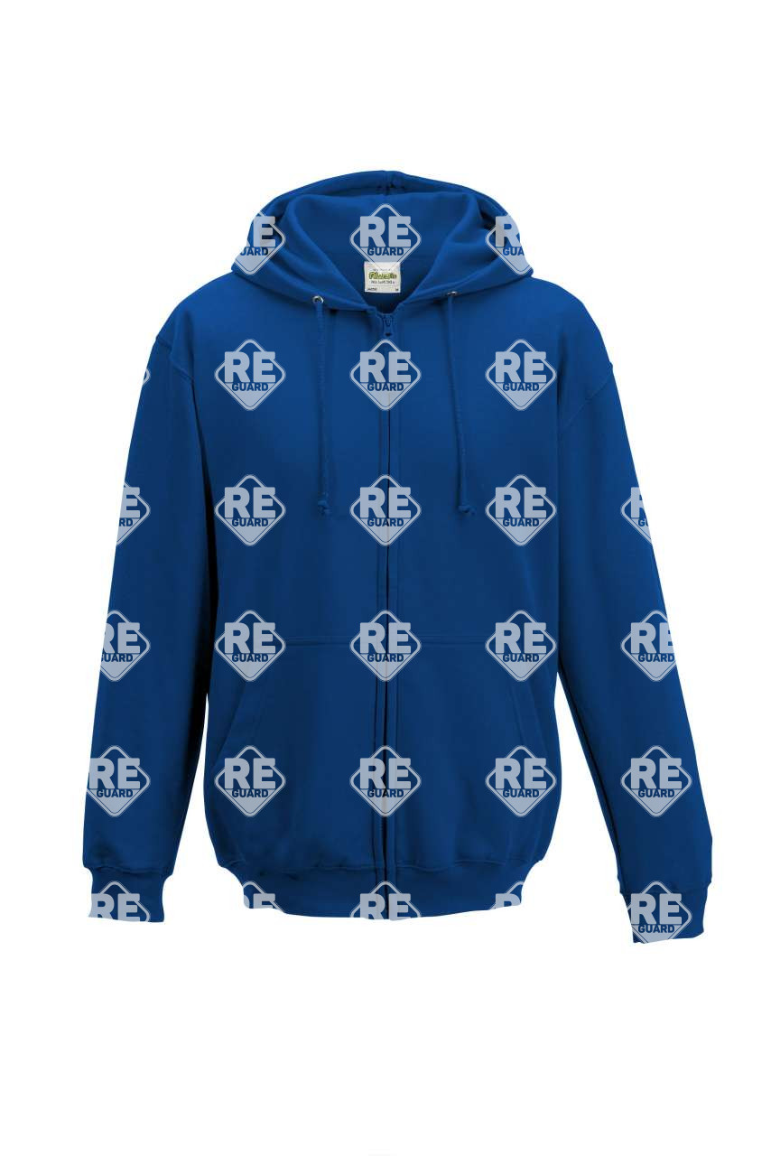 Pulóver AWD Just Hoods 050, környakas, kapucnis, kevertszálas, cipzáras, fehér XXL