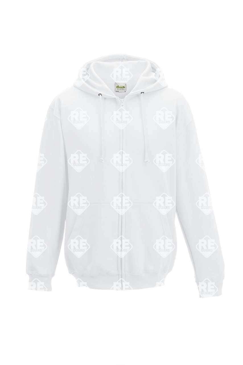 Pulóver AWD Just Hoods 050, környakas, kapucnis, kevertszálas, cipzáras, fehér XXL