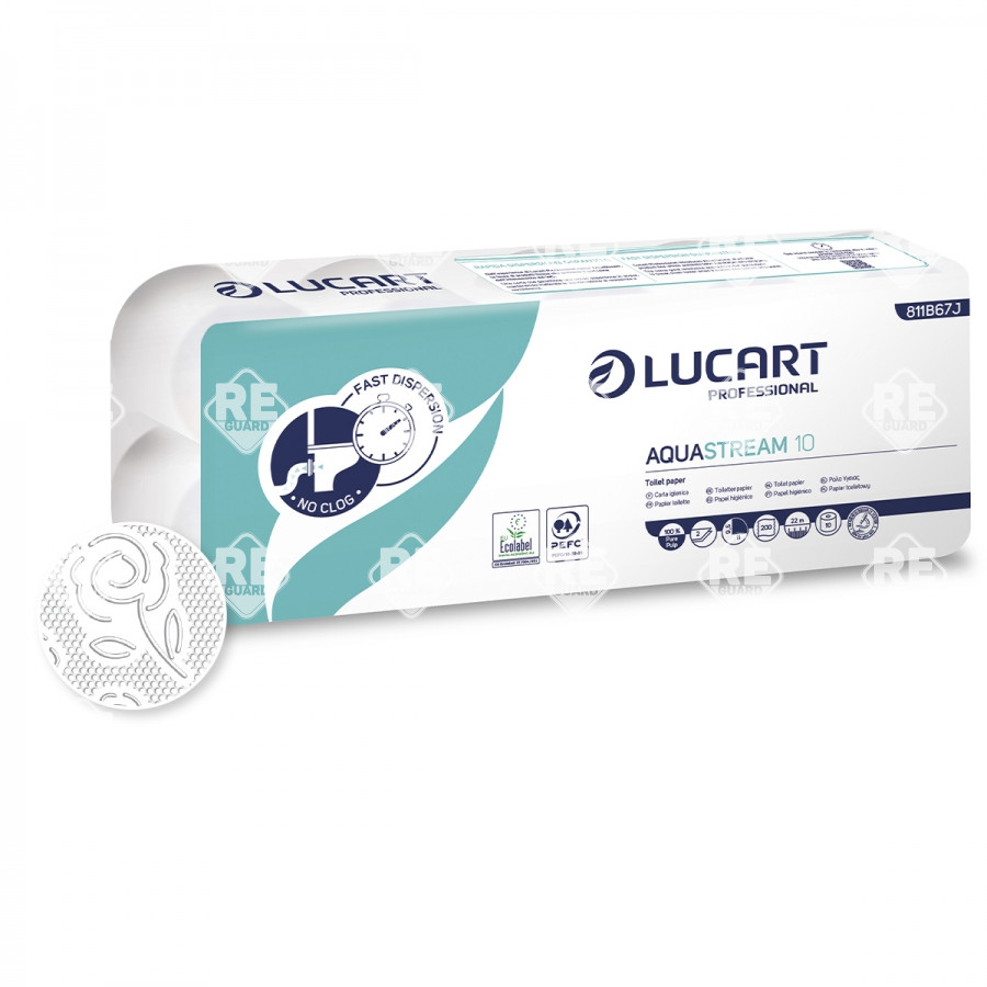 Toalettpapír kistekercses Lucart Aquastream 10, 22 m