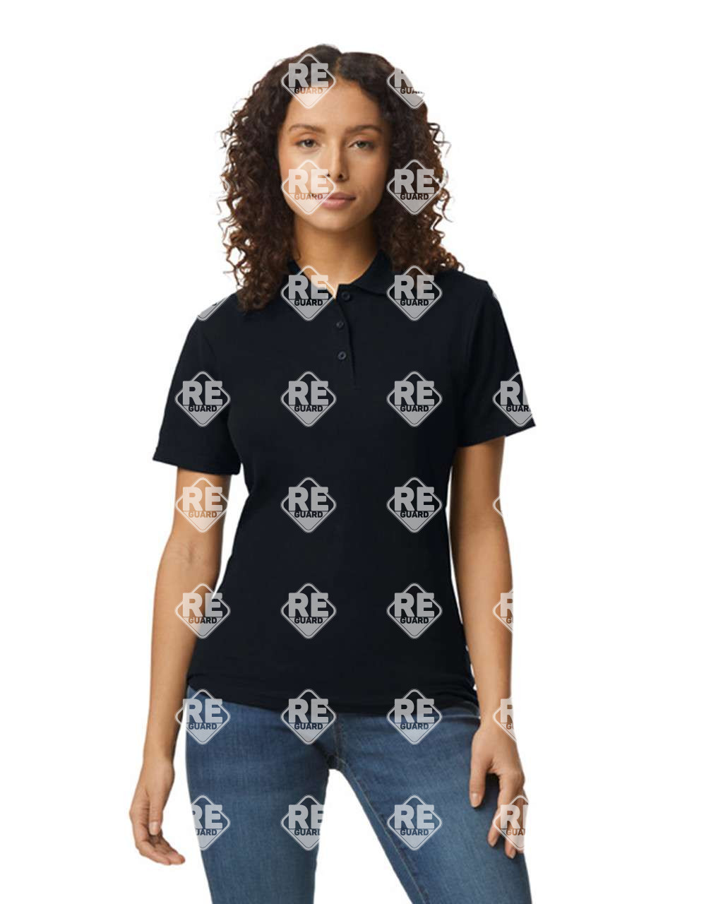 Póló Gildan 64800-b3 női galléros piqué fekete 2XL