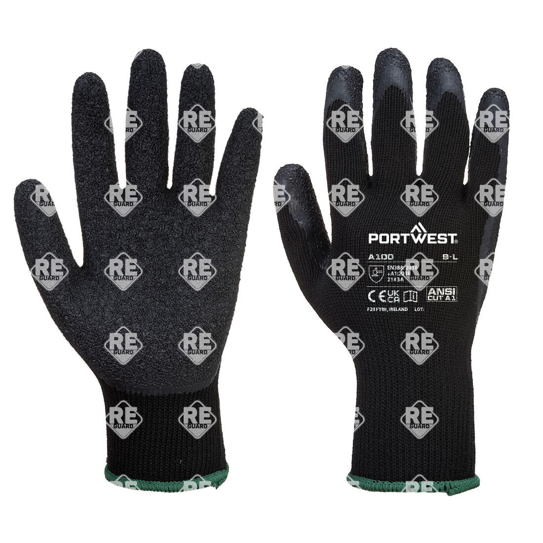 Latex mártott kesztyű zöld L