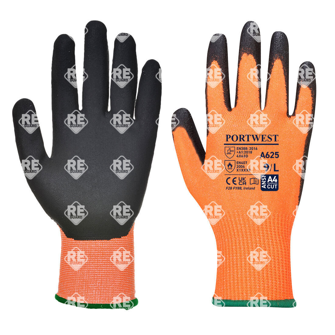 Láthatósági vágásbiztos kesztyű narancs/fekete L