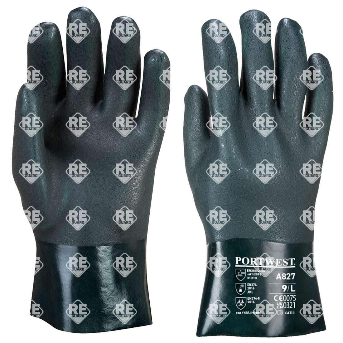 Duplán mártott PVC védőkesztyű 27cm zöld XL